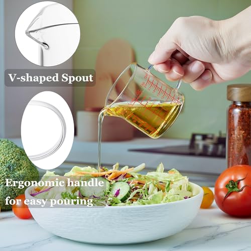 Ackers BORO3.3 Measure Glass -[Insulated handle | V-Shaped Spout]-Made of High Borosilicate Glass Measuring for Kitchen or Restaurant, Easy to Read, 120 ML (4 Oz) - size: 120ML/4OZ