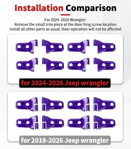 Complete Exterior Cover Trim Kit for 2018–2026 Jeep Wrangler JL JLU, Full Coverage Door Handle Hood Hinge Hood Latch Side Air Vent Rear Tailgate Window Hinge Covers, 43PCS Purple - color: Purple