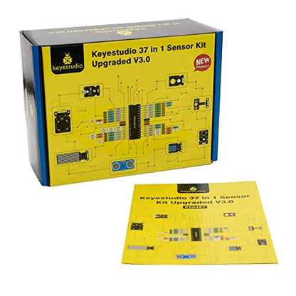 KEYESTUDIO 37 in 1 Sensor Kit 37 Sensors Modules Starter Kit for Arduino Mega R3 2560 Raspberry Pi Programming, Electronics Components STEM Education Set for Teens Adults + Tutorial
