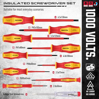 Insulated Screwdriver & Pliers Set: 14-Piece VDE Insulated Set 1000V Insulated Electrician Tool Set with Magnetic Phillips, Slotted Screwdrivers and Insulated Pliers - color: 14 Pcs Vde All-in-one - Pliers