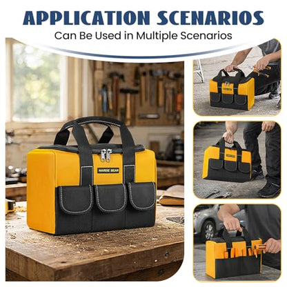 Tool Bag, 12 Inch, Yellow and Black, 3 External Pockets, Zippered Storage, Portable Organizer - size: 12INCH/30CM
