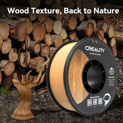 Creality 3D Printer Filament Wood PLA 1.75mm 2KG, Upgrade PLA+ Filament Strong Toughness No-Tangling Vacuum Packaging 3D Printing Filament Fit Most 3D Printers - color: Pla-2*1kg Wood
