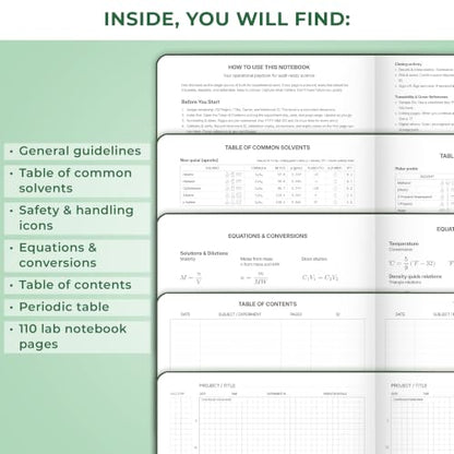 Clever Fox Laboratory Notebook, Lab Notebook, Chemistry Research Dark Green - color: Dark Green