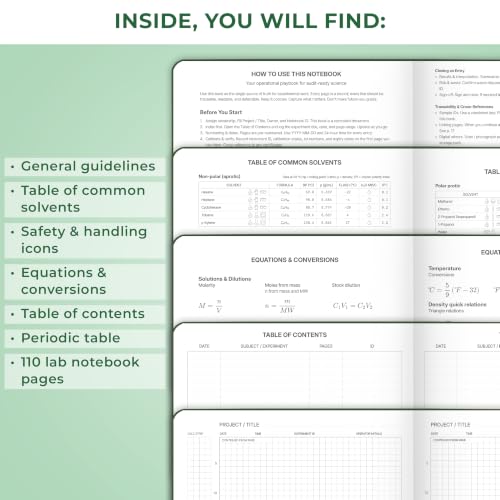 Clever Fox Laboratory Notebook, Lab Notebook, Chemistry Research Dark Green - color: Dark Green