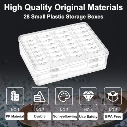 Bead Organizer Box, 84Pcs Small Clear Plastic Storage Containers, 3 Large Craft Organizer Boxes, 3 Sheets Label, Mini Parts Storage Solution for Beading Jewelry Making Diamond Arts Screws Seeds - size: 3 Pack - 84 Pcs (2.16" x 2.16" x 0.78")
