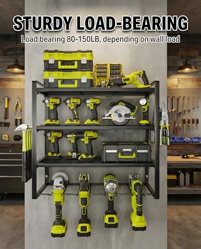 Power Tool Organizer Wall Mount | 4-Tier Rack for 4 Drills
