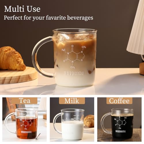 GLASKEY Caffeine Beaker Mug,16 oz Anti-Dripping Borosilicate Caffeine Mug,Cool Coffee Mugs with Handle,Chemistry Mug,Novelty Chemistry Science Teacher Gifts for Women Men - size: 16.9 Ounces