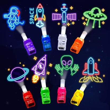 24 Pcs Space Themed Party Favors LED Finger Lights Toys for Kids Ages 3-12 - style: Space