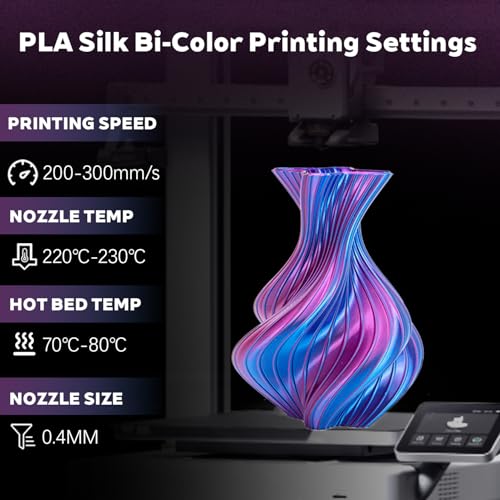 Silk Dual Color Blue Fuchsia PLA 1.75mm 1kg Shiny 3D Printer Filament FDM - color: A_pla-2ssc-03 Silk Blue+fuchsia