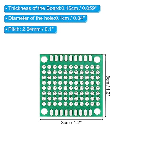 PATIKIL 1.2"x1.2" PCB Board Circuit 24 Pcs Solderable Breadboard Green