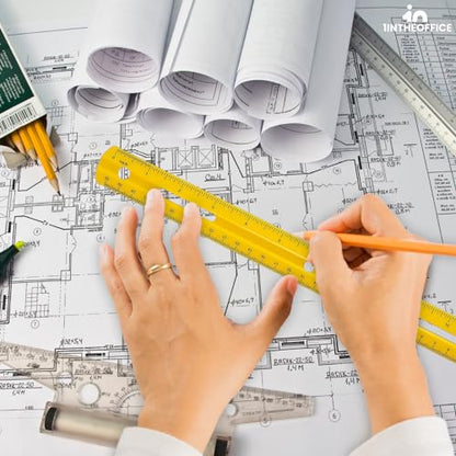 1InTheOffice Plastic Ruler 12 Inch, Metric Rulers with Inches and Centimeters, Office and School Rulers, Assorted Color, 6 Pack