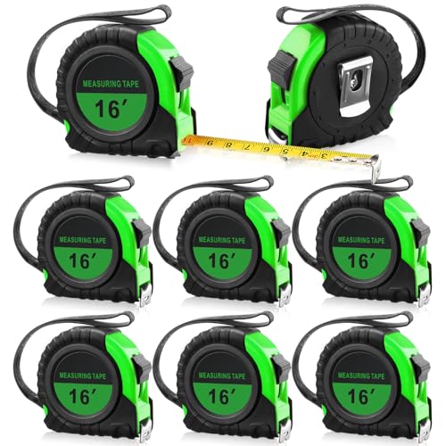 Yunsailing 8 Pack Tape Measure Bulk 16 Feet Retractable Measuring Tape Small Measure Easy Read with Fractions 1/8 Measurement (Green) - color: Green