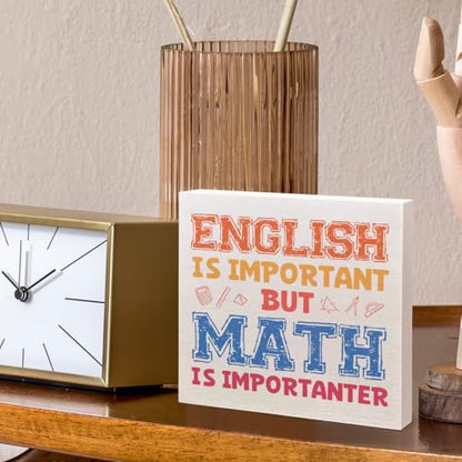 Funny Math Teacher Gifts for Women Men, Teacher Thank You Appreciation Gifts for Birthday Christmas Teacher's Day Back to School, Wooden Box Sign - color: Math Teacher2