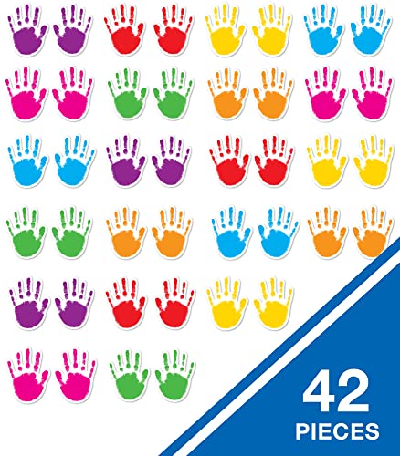 Carson Dellosa Colorful Helping Hands Bulletin Board Cutouts, Colorful Decor for Bulletin Board Decorations, Cubby, Chalkboard, Locker Decorations, Crafts, and Classroom Decor (42 pc) - size: Regular, style: Handprints
