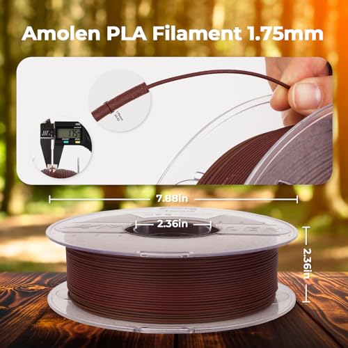 AMOLEN Wood PLA 3D Printer Filament 1.75mm Dark Wood Rainbow 1KG - color: Tigerwood