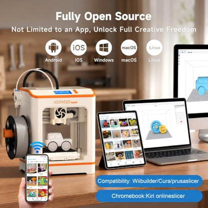 Hephi3d TINA2C 3D Printer Beginner Friendly, Easy-Ready to Print in 5 Mins - color: WhiteOrange