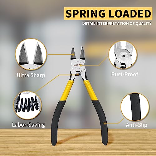 BOOSDEN Wire Cutter 6.5 inch Cutting Pliers Diagonal Cutter Snipper 6 Pack - size: 6.5"- 6 Pack