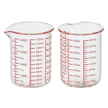 Ackers BORO3.3 4 oz/120 ml Glass Measuring Cup with V-Shaped Spout, 2 Pack - size: 120 ML (4 Oz)-Pack of 2