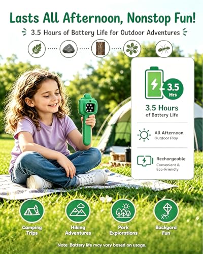 Outdoor Portable Kids Microscope: Handheld Microscope Auto Focus - color: Light Green