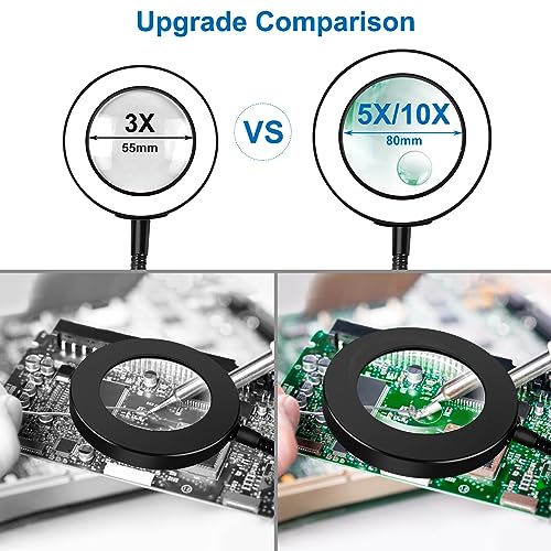 Magnetic Magnifying Lamp Soldering Flexible Gooseneck 10x&5X - color: Gray