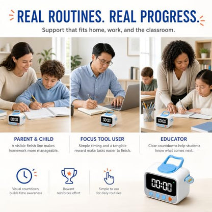 Sticker Timer Visual Countdown Timer with 200 Medal Reward Stickers for Kids Rewards, Rechargeable Digital Timer for ADHD Focus, Classroom & Homeschool Tool