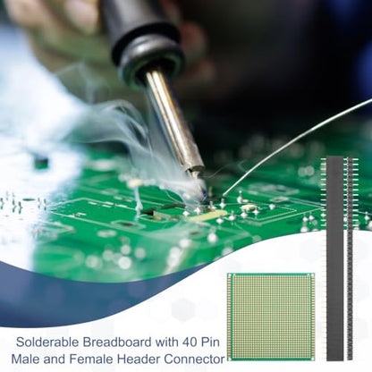 5Pcs 10x10cm PCB Prototype Board w 40-Pin Headers, Green - size: 10x10cm(2.54mm Pitch/1.5mm T)
