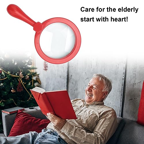 Rongon 5X Kids Magnifying Glass Handheld Jumbo Magnifiers with Stand (Red) - color: Red