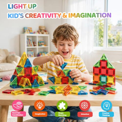 Travel Magnetic Tiles, 26Pcs Mini Magnet Tiles with Case - color: Color-1