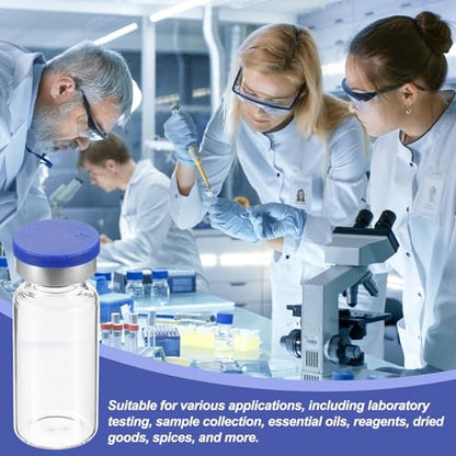 PATIKIL 10ml Sample Vials, 100 Pack Lab Empty Vials with Butyl Rubber Stopper Crimp Top Caps and Labels Borosilicate Glass Vial, Clear - color: Clear, size: 10ml