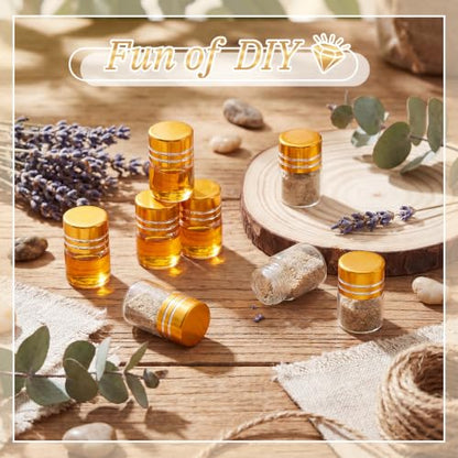 Didaey 50 Pcs 1ml Mini Glass Bottles with Screw Caps, Gold - color: Gold, size: 1ml