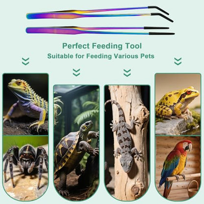 Syn-zer Reptile Feeding Tongs, 10.6" Straight & Curved (Multicolor) - color: Multicolor