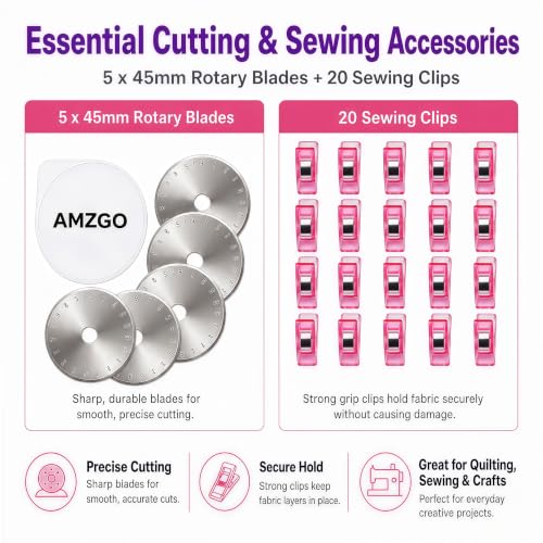 Rotary Cutter Set, 45mm Fabric Cutter - color: Pink