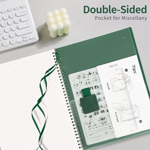 AHGXG Dotted Journal, Grid Spiral Notebook, 110 Pages, A4 (8.5" x 11") - color: Green, style: A4-Dotted