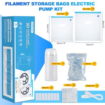 AGPTEK 3D Printer Filament Storage Bags with Air Pump(30 Pack) - size: 30Pack