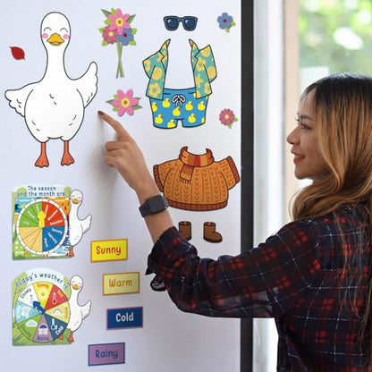 Gilprop 58 Pcs Dress for Weather Bulletin Board Set for Classroom, Goose - style: Goose