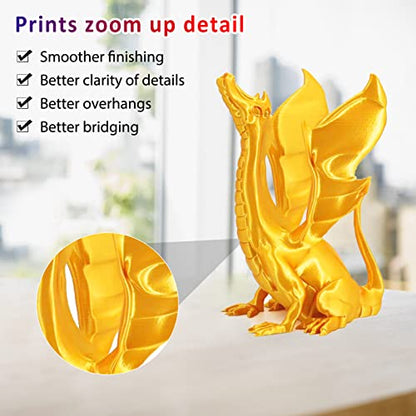 PLA+ 3D Printer Filament 1.75mm No Tangle, Neatly Wound Filament Net Weight 250g Spool, PLA Pro Plus, Silk Gold - color: 250g-silk Gold