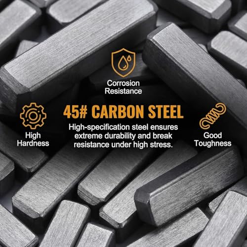 140PCS Car Round Ended Feather Key, 15 Sizes Drive Parallel Shaft Square Stock Key Set, Shaft Feather Keyway Crankshaft Assortment Kit for Flywheel Key Pulley Fasteners, Universal Fit - size: 140PCS/Round Ended