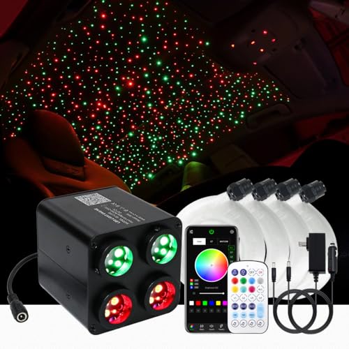 AKEPO 36W 4 Color Twinkle Starlights Headliner Fiber Optic Lights Kit - size: 600pcs*9.8ft*0.03in