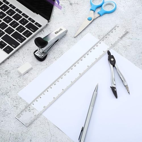 EBOOT 2 Pieces Plastic Ruler Straight Ruler Plastic Measuring Tool 12 Inches and 6 Inches (Clear) - color: Clear
