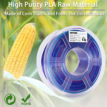 Rainbow PLA 3D Printer Filament, PLA Filament 1.75mm, Shiny Color Change Rainbow PLA Filament, +/- 0.02mm, 3D Printing Filament 1kg/2.2lbs - color: Shiny 3 Color Change
