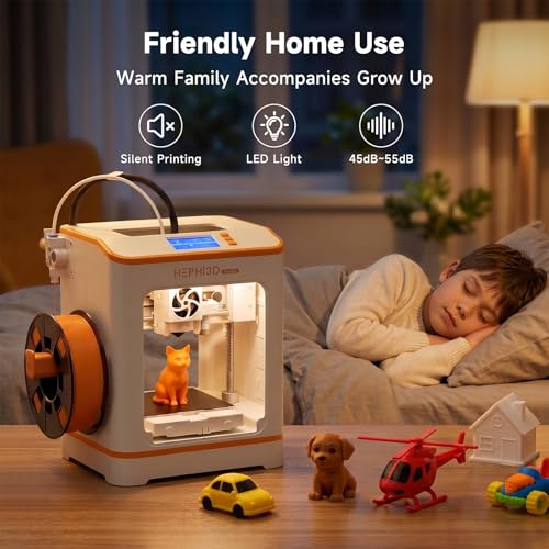 Hephi3d TINA2C 3D Printer for Kids & Beginners with Filament Starter Bundle - color: Orange/Yellow/Pink/Purple