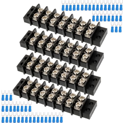 4PCS 7 Circuits Dual Row Screw Terminals Strip with 56PCS Connector - style: 7 Circuits