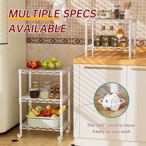 Golpart 3Tier Adjustable Storage Shelves Metal Wire Shelving Standing Shelf - color: White, size: 3-tier-11.6"Dx17.6"Wx29.8"H