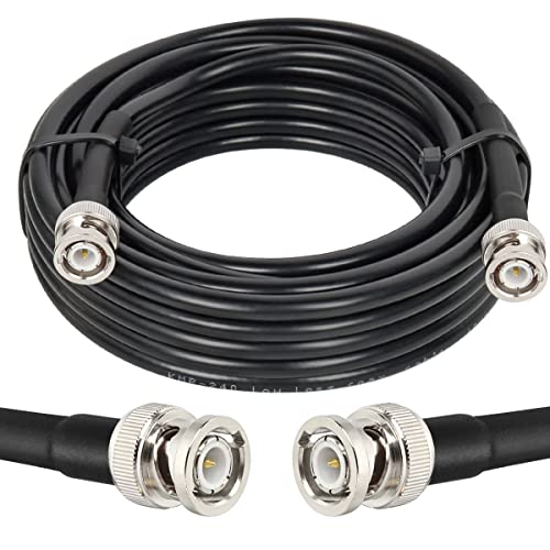 MOOKEERF BNC Cable 25ft,Low Loss KMR240 BNC Male to Male Coax Cable 50 Ohm for for Ham Radio, Network Analyzer, Modem, Oscilloscope, Signal Generator, Attenuator - size: 25FT