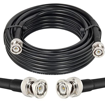 MOOKEERF BNC Cable 25ft,Low Loss KMR240 BNC Male to Male Coax Cable 50 Ohm for for Ham Radio, Network Analyzer, Modem, Oscilloscope, Signal Generator, Attenuator - size: 25FT