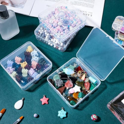 Jetec 18 Pieces Small Clear Plastic Storage Box, 3.7 x 3.7 x 1.2 Inch - size: 3.7 x 3.7 x 1.2 Inch