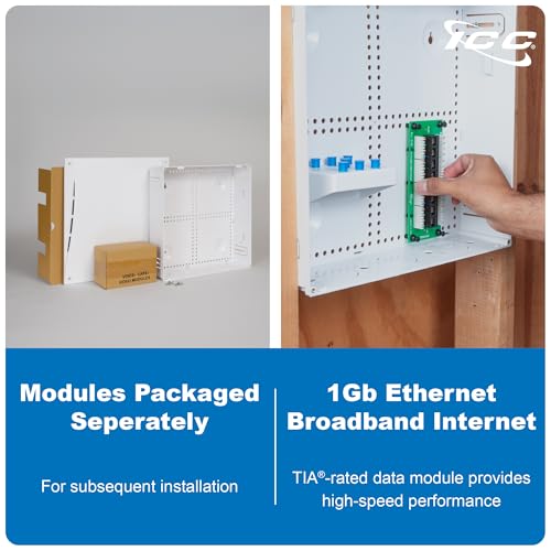 ICC 14-Inch Structured Wiring Enclosure Kit with Cover, White, 1-Pack - color: Voice/Data/Video Combo, size: 14-inch