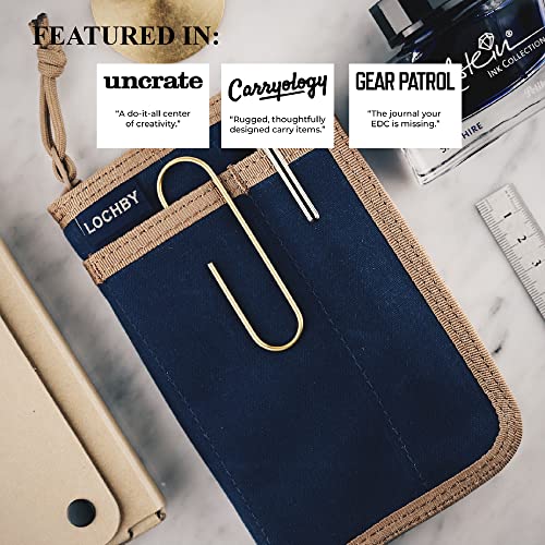 LOCHBY® Pocket Journal | Tomoe River 3.5" x 5.5" Notebook | Waxed Canvas | Ideal for Travelers & Daily Use, Fits Field Notes, Moleskine Cahier - color: Navy V1, size: Pocket-size Zipper