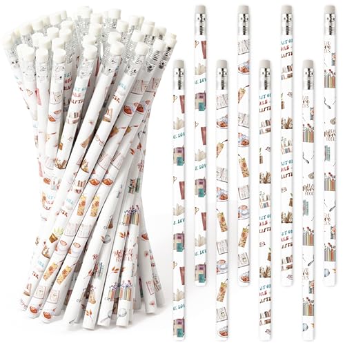 Xqumoi 60Pcs Book Lover Pencils with Erasers - Bookish #2 HB Wooden Pencils in Bulk Reading Party Favors Book Club Bookworms Gifts Student Classroom Rewards Back to School Goodie Bag Fillers - style: Book lover