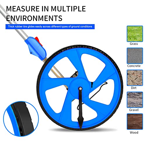 Zozen Measuring Wheel in Feet and Inches, Double Collapsible, 12.5" Blue - color: Blue